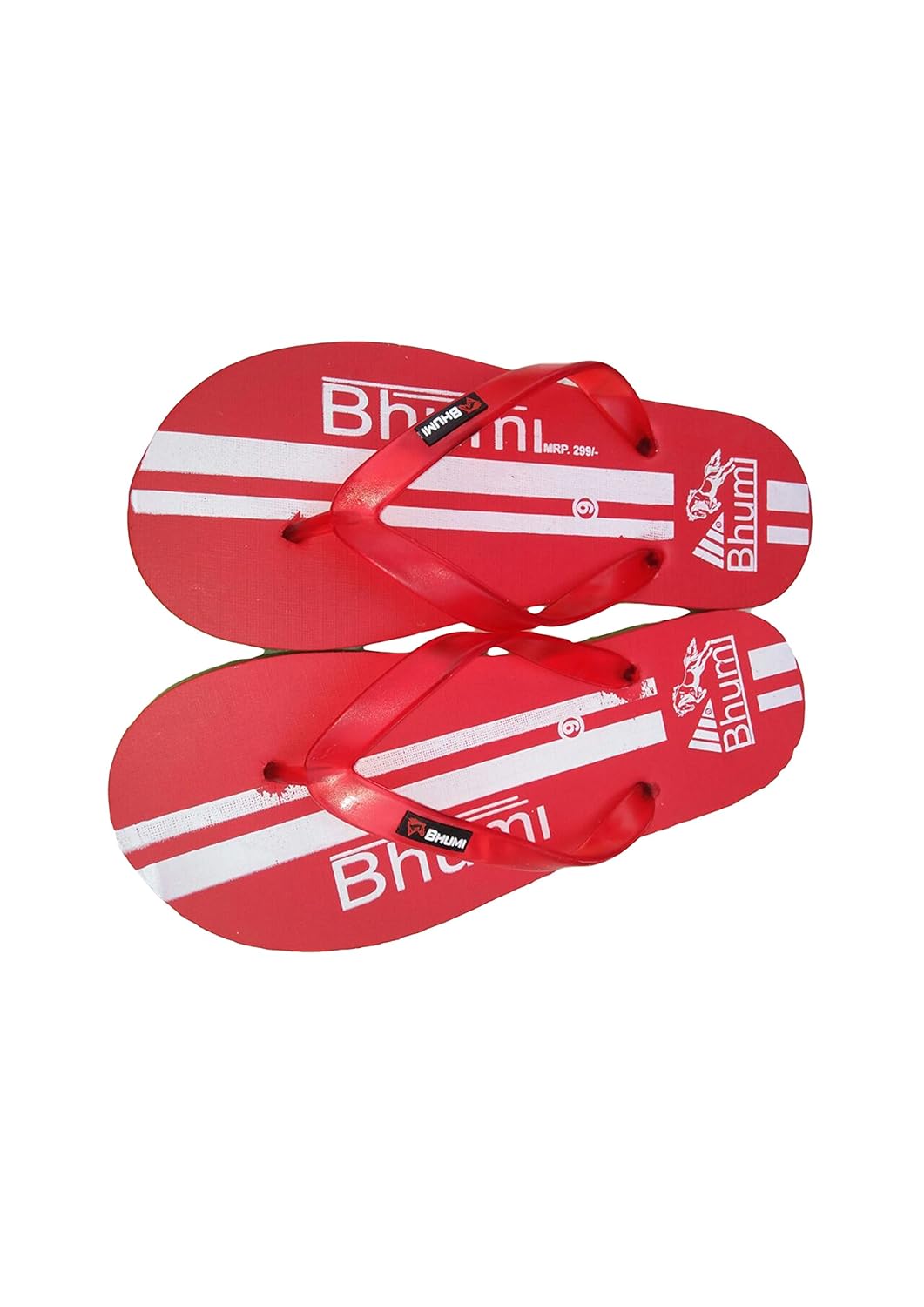 bhumi men's red & green rubber casual slippers, size : 9