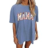 Oversized Cool Moms Shirt for Women Baseball Mama Print T-Shirts Funny Mommy Short Sleeve Casual Tops