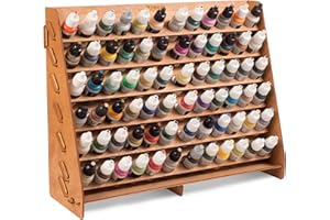 Plydolex Paint Rack Organizer with 72 Holes Suitable for Vallejo Paints - Wall-mounted Wooden Paint Storage Rack for Miniature Paint Set - Craft Paint Holder Rack 16x5.2x12.6 inch