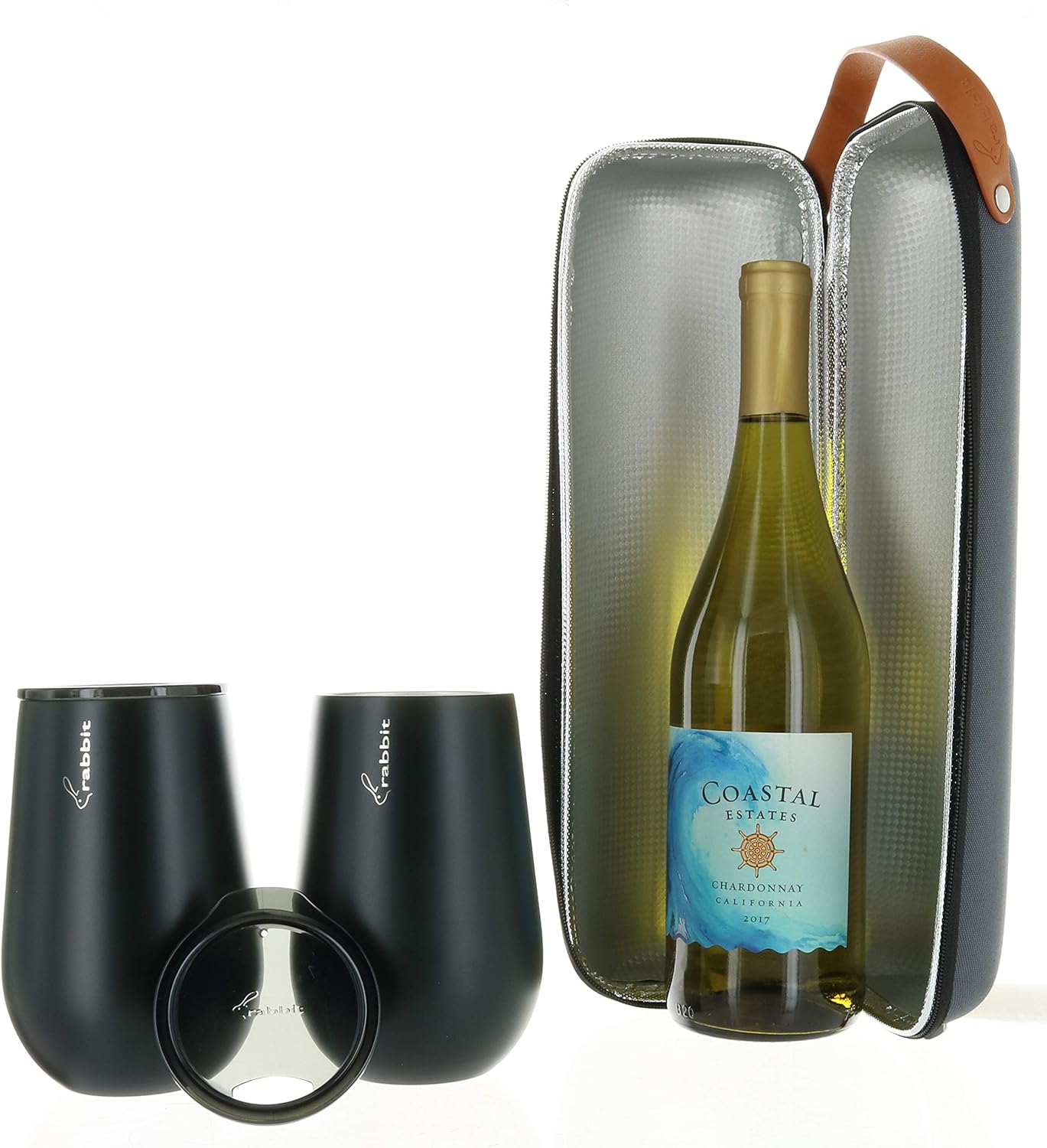 Rabbit Wine To Go Set, Wine Bottle Insulated and Wine Tumblers with Lids, Double-Walled Stainless Steel for Hot or Cold Beverage