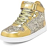 Wooowyet Glitter Shoes Kids High Top Sneakers for Boys Girls Gift Party Birthday Christmas Halloween
