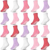 SkiBeaut 20 Pairs Toddler Socks Baby Boys Girls Grips Non Slips Kid Gripper Toddlers Crew Socks for 0-7 Years