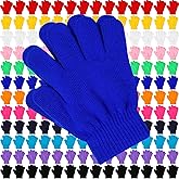 Handepo 200/500 Pairs Kids Gloves Bulk Child Winter Knitted Colorful Stretchy Full Finger Gloves for Christmas Homeless Gifts