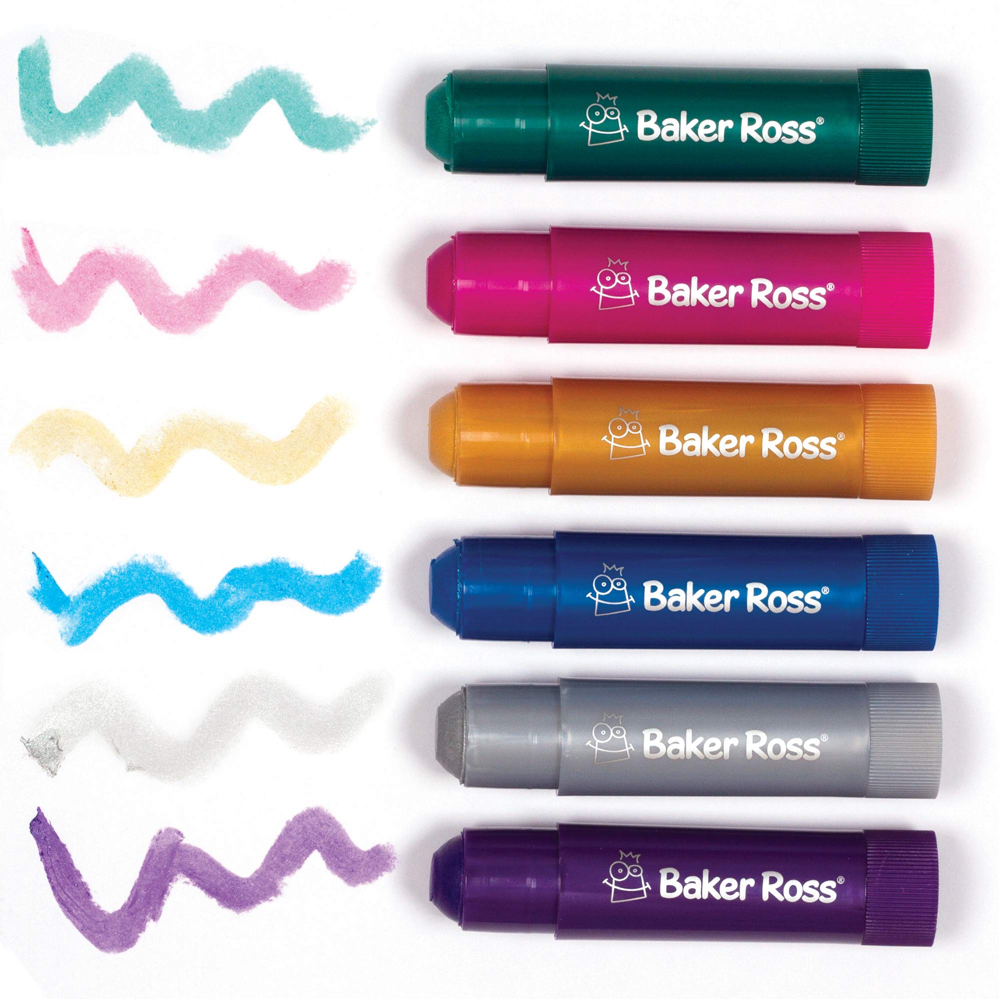 Baker Ross AW948 Metallic Poster Paint Sticks, Arts and Crafts for Kids (Pack of 6), Assorted