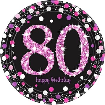 Amazon Co Jp アムスキャン Amscan プリズム ピンク セレブレーション 80才 お誕生日 パーティープレート 紙皿 8枚組 ワンサイズ ピンク ブラック ベビー マタニティ