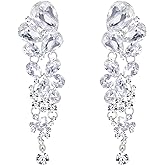 EVER FAITH Women's Austrian Crystal Gorgeous Tear Drops Wedding Dangle Pierced Earrings