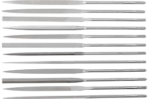 Nicholson 12 Piece Needle File Set with Handles, Swiss Pattern, Double Cut, No.4 Coarseness, 5-1/2-Inch Length