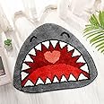 FGCOGOD Shark Bathroom Rugs, Shark Bath Mat, Cool Rug Non-Slip for Shower, Soft and Absorbent Microfiber Bathtub Rug, Small Funny Unique Washable Floor Mats for Kids Room Aesthetic, Grey