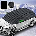 COFSODI Half Car Cover for Windshield Sun Shade, 157 Inch Car Necessities Accessories Fits SUV and Sedan, Shields from Heat Snow and Sunlight, Ideal for Outdoor Parking and Interior Protection