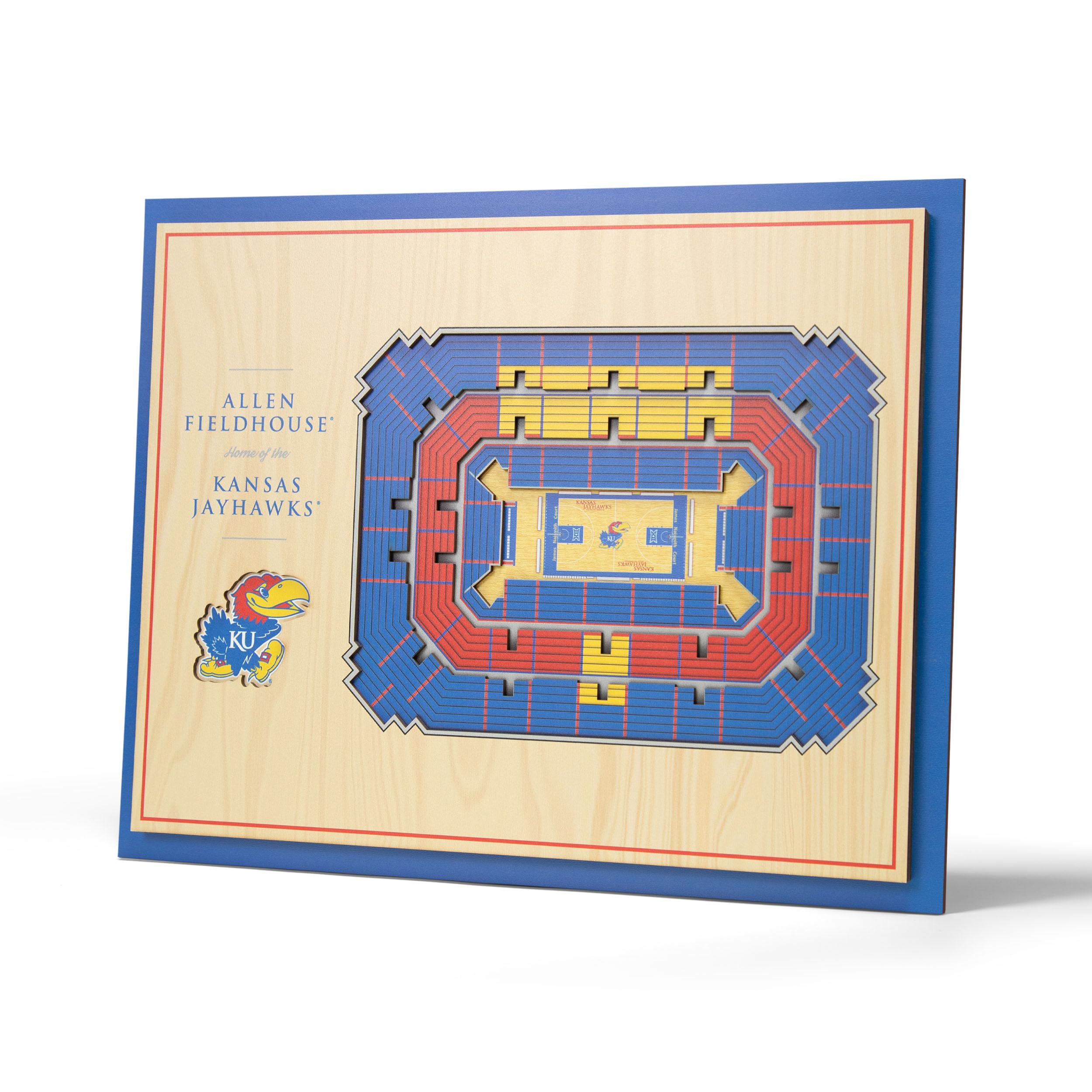 YouTheFan NCAA Kansas Jayhawks 5-Layer StadiumView 3D Wall Art - Allen Fieldhouse Image