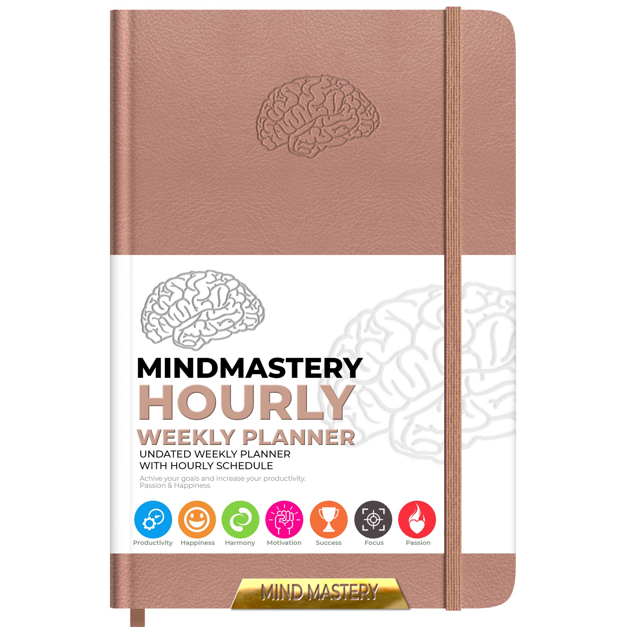 Deluxe Weekly & Monthly Life Planner to Hit Your Goals & Live Happier. Organizer Notebook & Productivity Journal. A5 Hardcover, Undated - Start Any Time (Pink)