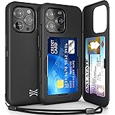 TORU for iPhone 14 Pro Wallet Case with Card Holder, Hidden ID Credit Card Slot Flip Kickstand, Slim Fit Shockproof Heavy Duty Phone Cover with Strap - Black