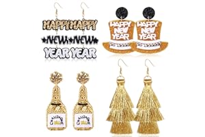 BSJELL Christmas Earrings Beaded Holiday Earrings for Women Christmas Tree Snowflake Tassel Dangle Earrings New Years Mardi Gras Earrings Festive Party Jewelry Gifts