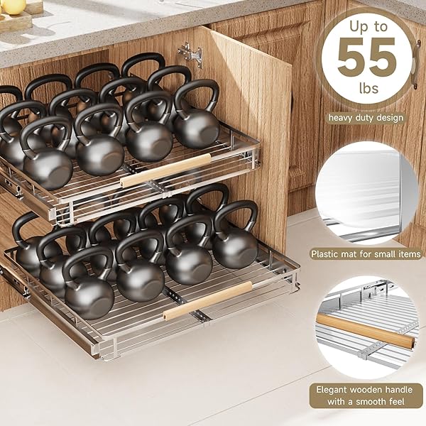 TAIHEIS 1 PACK EXPANDABLE PULL OUT CABINET ORGANIZER，SIDE MOUNTING 17.1~28″X22.5″CABINET PULL OUT SHELVES, EXPANDABLE SLIDE OUT SPICE RACK FOR CABINET FOR KITCHEN BATHROOM OFFICE
