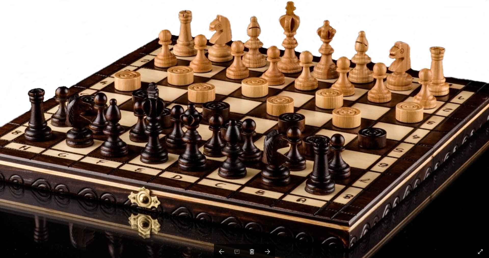 Olympic Cherry Wooden Chess & Draughts – 35 cm/14 Hand Made Chess Set with Lady