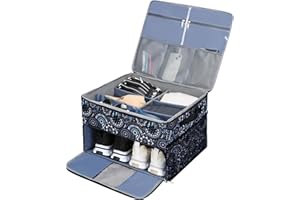 FOKDUVB Golf Trunk Organizer for Golf Shoes Clothes Gloves Hats Large Collapsible Golf Storage Box with 4 Dividers Water-Resistant Golf Shoe Bag for 2 Pair of Shoes Golfing Accessories for Men Women Golfers