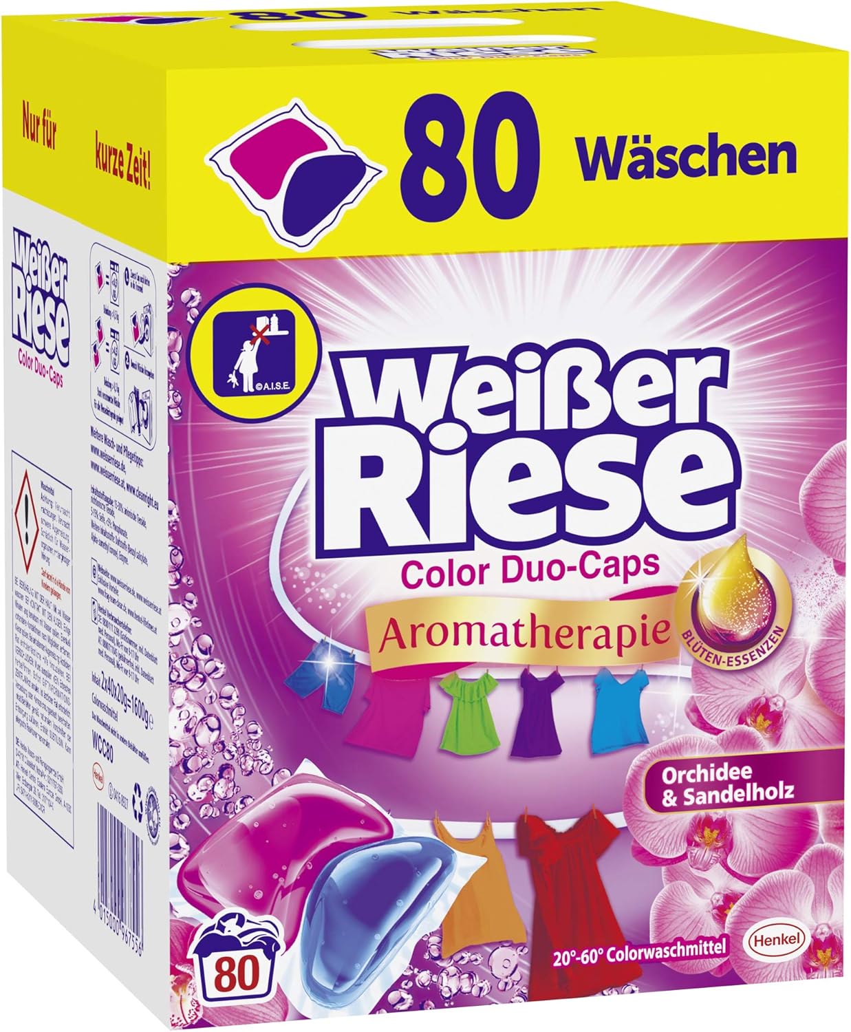 Weißer Riese Color Duo-Caps, Aromatherapie Orchidee & Sandelholz, Colorwaschmittel, 80 Waschladungen, Riesen Duft Erlebnis