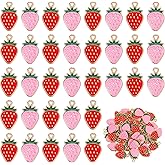 Mabor 60Pcs Strawberry Charms, Pink & Red Enamel Strawberries Charm Small Strawberry Charms Fruit Flatback Charm for Earrings Bracelets Necklaces Jewelry Making DIY Crafts