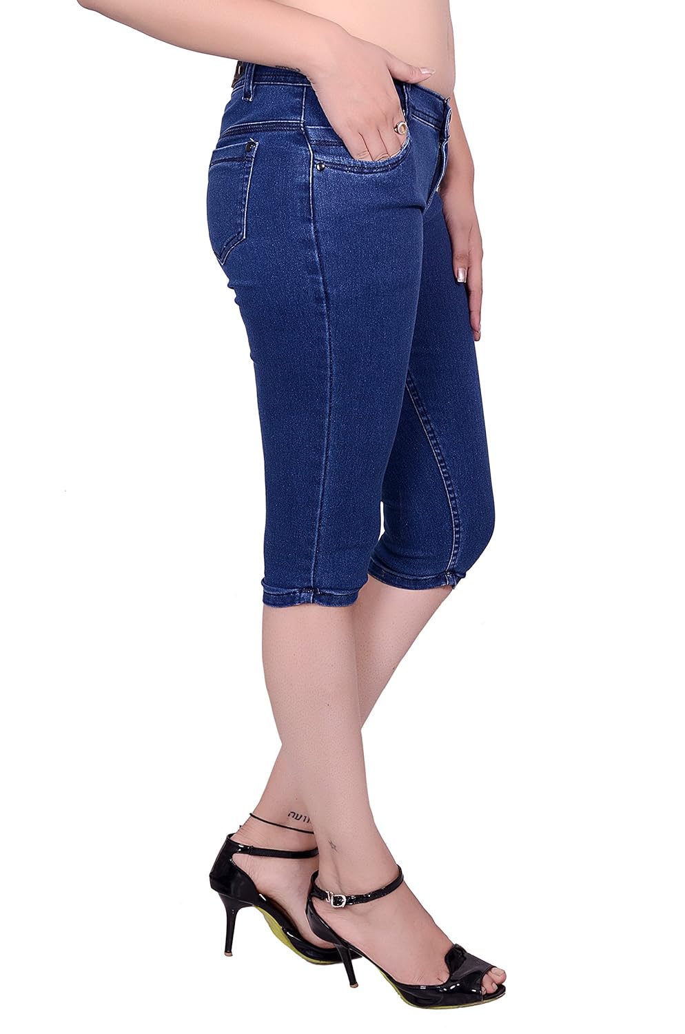 broadstar women denim blue capri