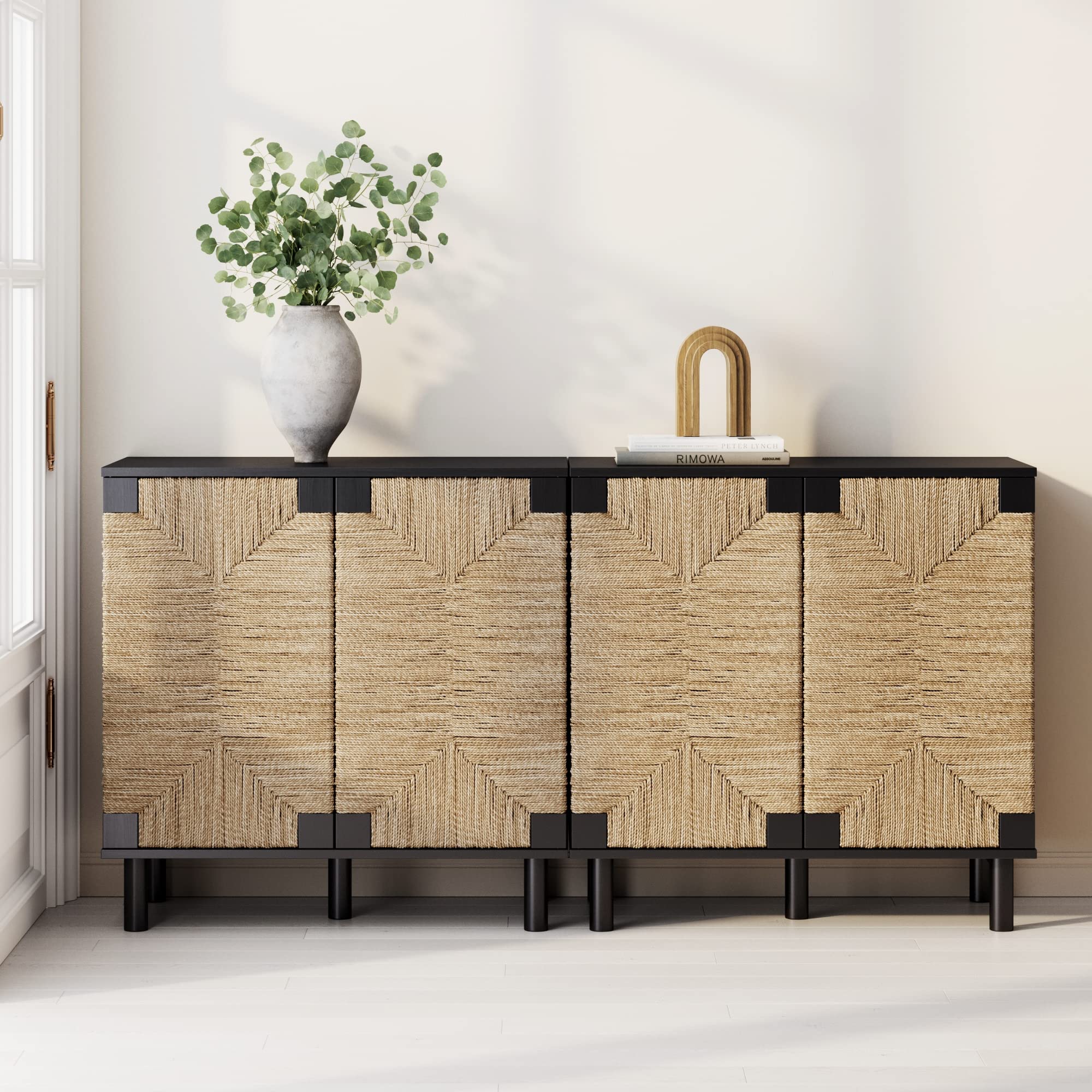 Nathan James Beacon Accent Natural Sideboard Storage Cabinet TV Stand ...