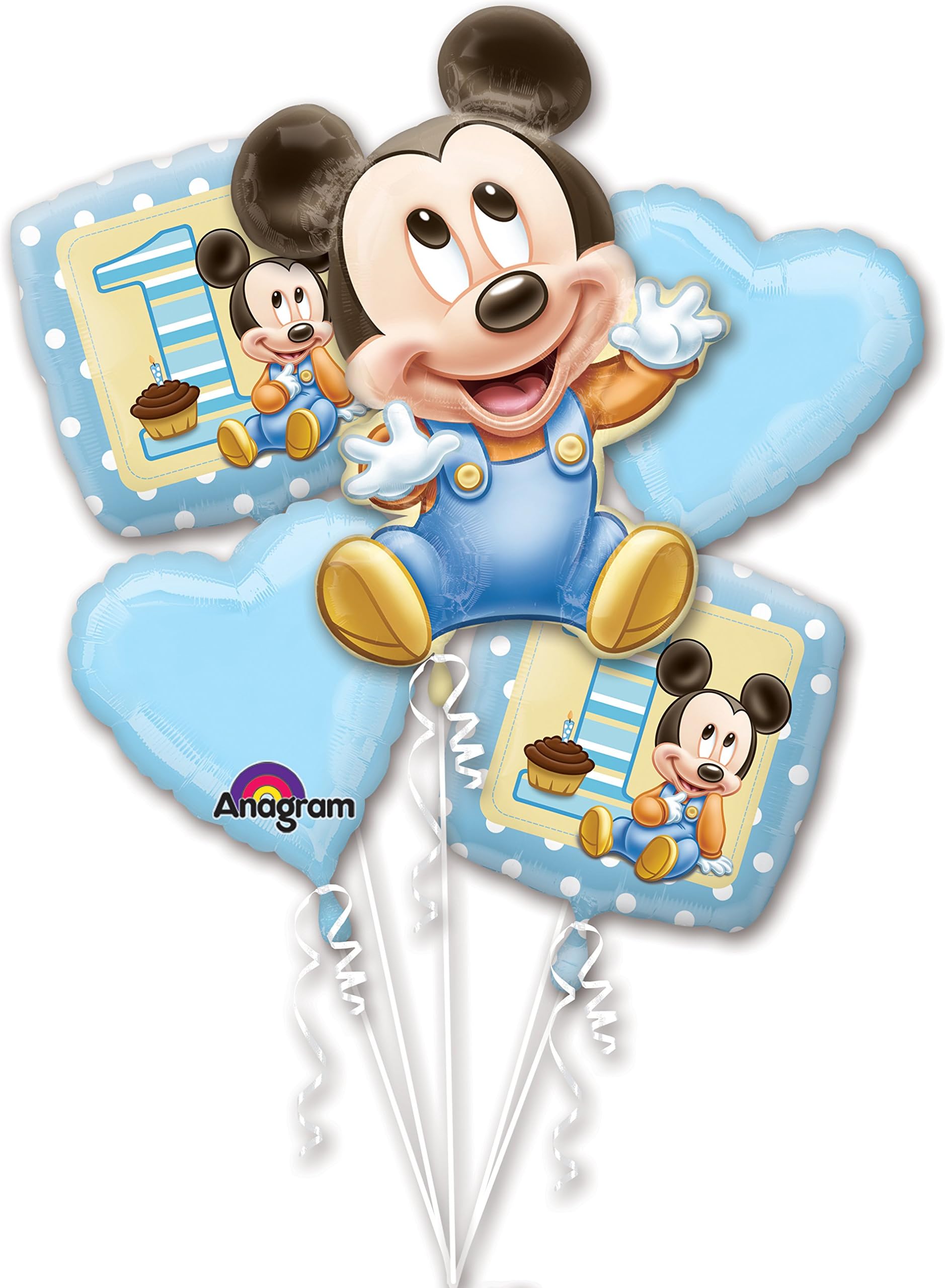 Mickey First Birthday 1st Bouquet of 5 Balloons (One Bouquet)