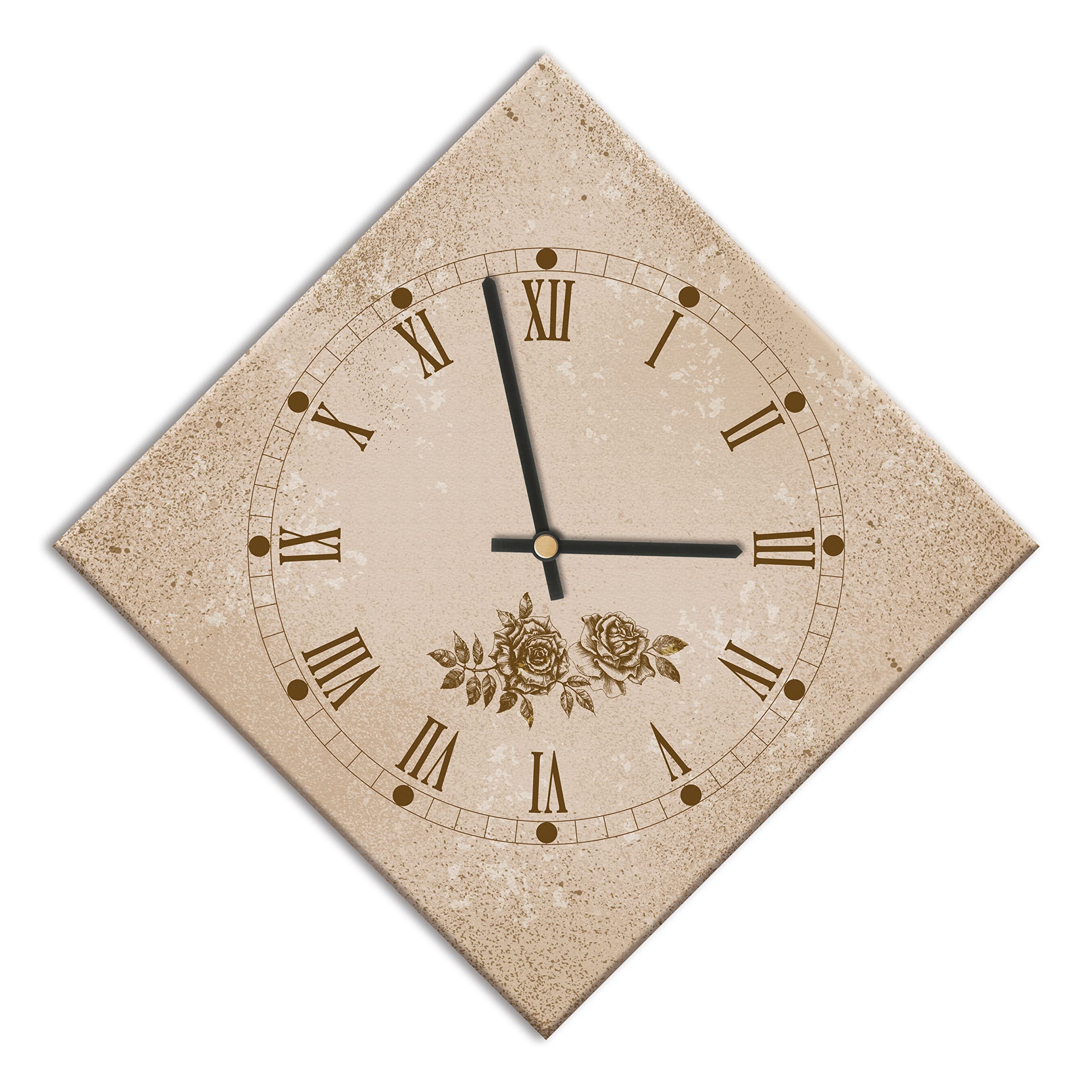 Mareli Shabby Paper Covered Wall Clock - Living Room Kitchen Office Silent Mechanism