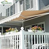 Diensweek Patio Awning Retractable 12'x10', Fully Assembled Manual Commercial Grade - Quality 100% 280G Ployester Window Door