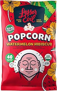LESSEREVIL Organic Watermelon Hibiscus Popcorn, 4.6 OZ