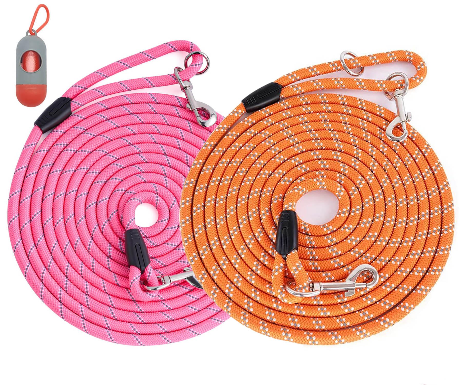 Photo 1 of (2 Pack) Long Dog Leash for Dog Training 16FT/20FT/30FT/50FT, Reflective Heavy Duty Dog Lead for Large Medium Small Dogs Outside Walking, Playing, Camping, or Yard,Orange&Pink 30FT