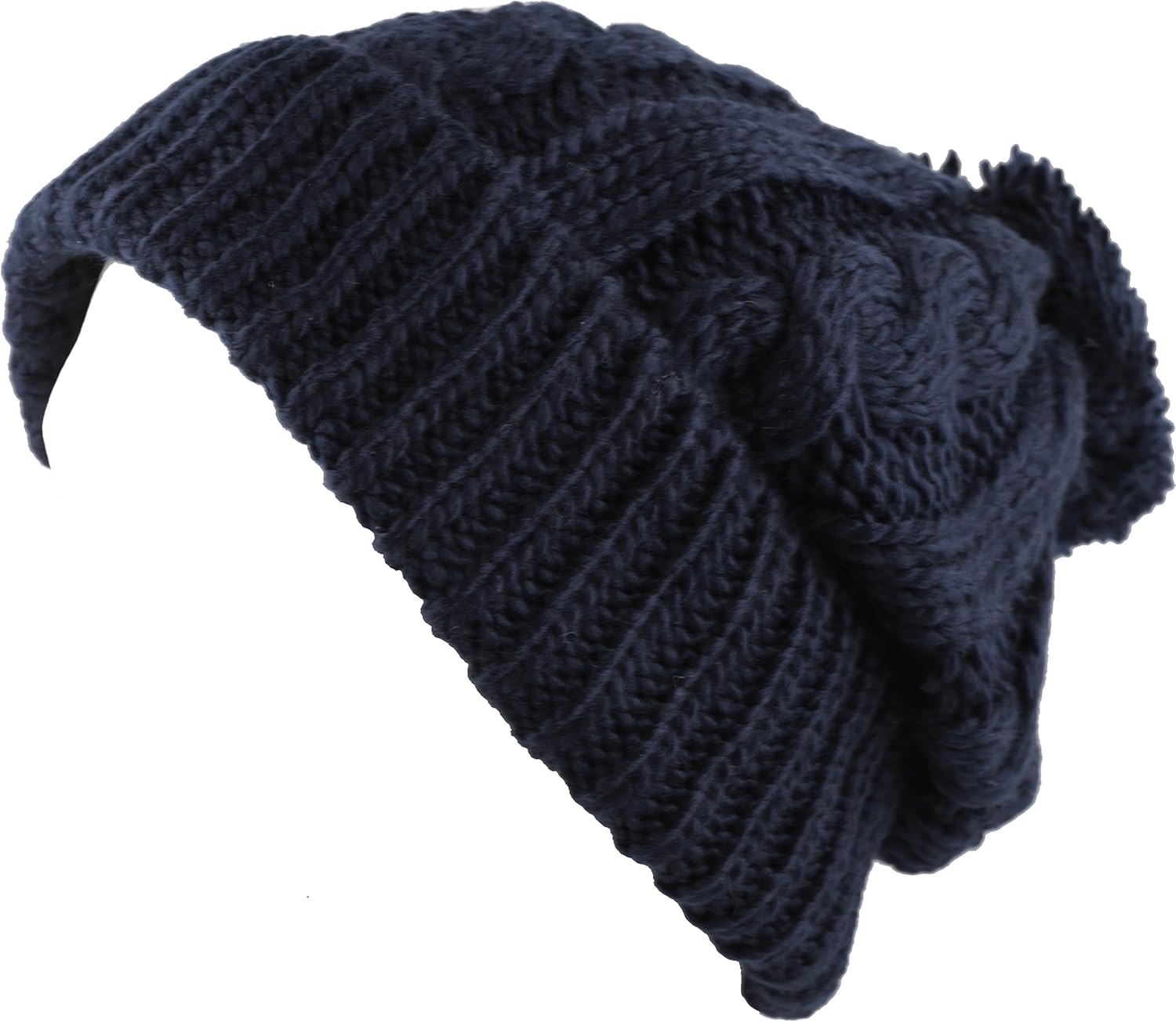 The Hat Depot Winter Thick and Warm Pom Pom Fleece Lined Skully Knit Beanie Hat (Navy) at  Women’s Clothing store