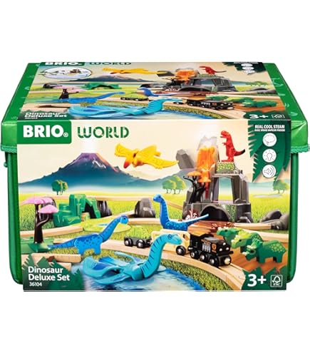 Amazon.com: BRIO World 36104 Dinosaur Deluxe 44-Piece Set + 33402