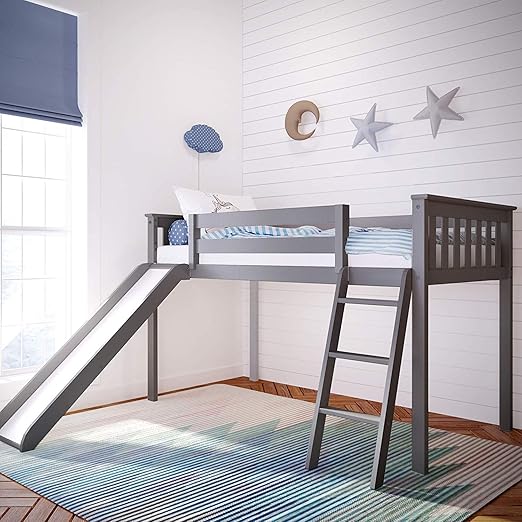 twin size loft bed with slide