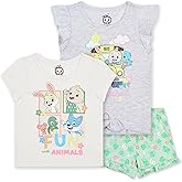 CoComelon Girls Short Sleeve T-Shirt, Tank Top, and Shorts 3 Piece Set for Toddlers