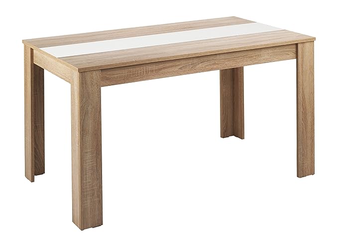 Homexperts Esstisch NICO / Moderner, praktischer Küchentisch 160 x 90 cm in Melamin Sonoma Eiche mit Mittelplatte in weiß ode