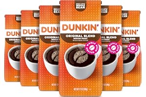 DUNKIN' DONUTS Dunkin' Original Blend Medium Roast Whole Bean Coffee, 12 Ounces (Pack of 6)