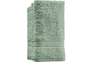 ALL DESIGN TOWELS Cotton Fingertip Towels Set - 4 Pack Light Green Highly Absorbent, Soft Feel Fingertip Towels 11"x17"