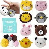 Hylvix Crochet Kit for Beginners, 8 Pattern Crochet Animals Knitting Kit, with Key Chain, Beginner Crochet Kit for Adults with Step-By-Step Video Tutorials and Yarns, Hook, Accessories