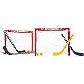 Franklin Sports - NHL Kids Folding Hockey Goals Set - (2) Street Hockey & Knee Hockey Goals - (2) Adjustable Youth Hockey Sticks, (2) Knee Hockey Sticks, (2) Mini Hockey Balls + (1) Street Hockey Ball