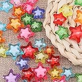 300pcs Acrylic Star Pony Beads Mix Color 3 Size for Craft and Jewelry Making