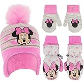 Disney Girls Toddler Winter Hat with Knit and Insulated Ski Mitten Set, Minnie Mouse For Ages 2-4