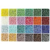 VOOMOLOVE 12/0 Glass Seed Beads About 15600pcs 24 Colors 2mm Loose Seed Beads Kit Bracelet Making with 24-Grid Plastic Storage Box for Jewelry Making
