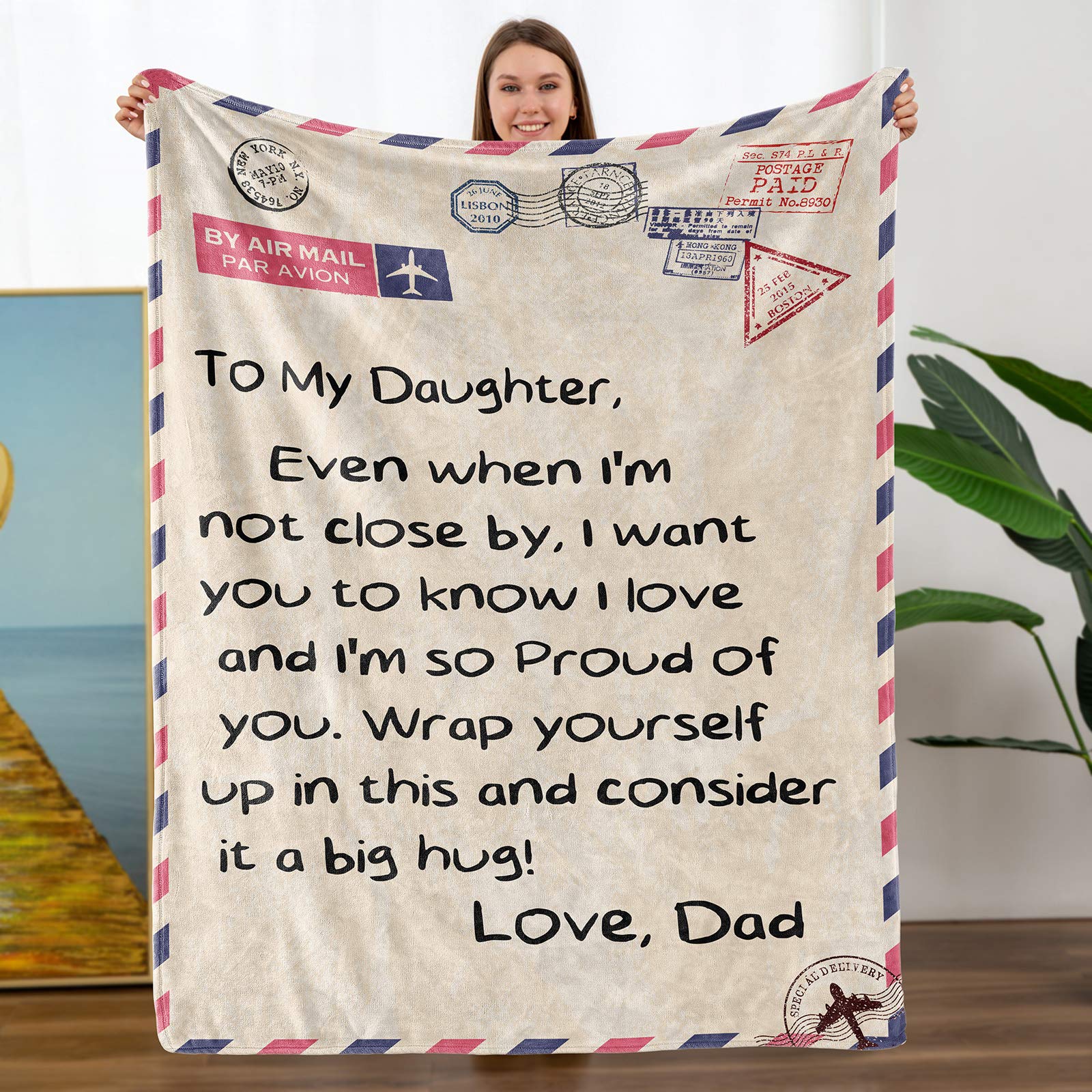 TURMTF Throw Blanket to My Daughter Gift from Dad, Daughter Christmas Birthday Gifts Bed Blanket 140x180cm…