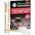 Senwosa Pizza Oven Accessories Set - 3 Piece Pizza Making Kit with Pizza Peel, Pizza Oven & Stone Brush with Scraper, Turning Fork & Bubble Popper - Tools for Indoor Outdoor Brick Wood Gas Ovens