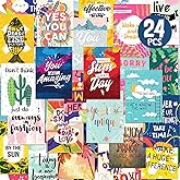 Deeplay Motivational Encouragement Greeting Cards, 24 Packs Holographic Inspirational Quote Cards, Get Well, Appreciation and Kindness Cards for Colleagues, Classmates, Family and Friend