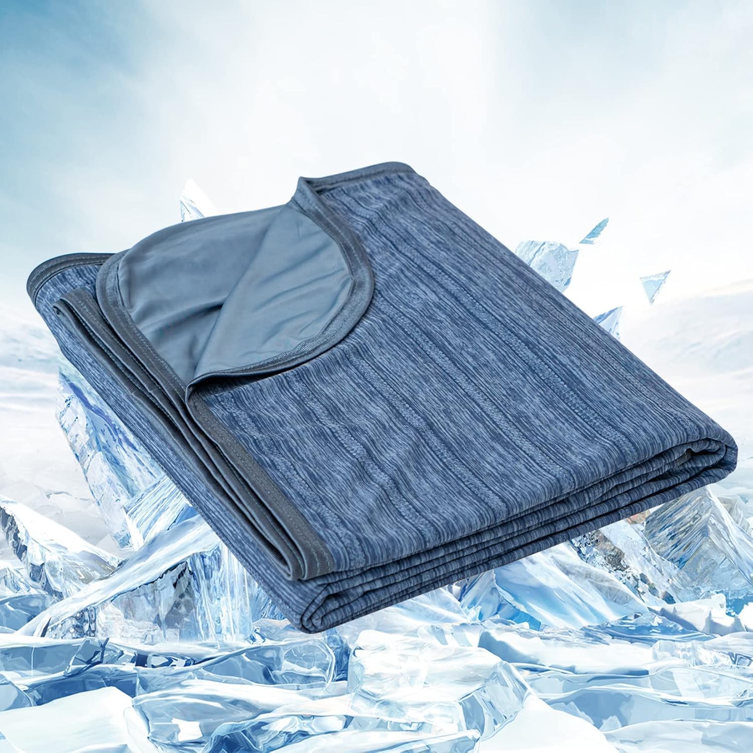 Photo 1 of OIGAE Cooling Blanket for Hot Sleepers - Soft & Lightweight Summer Cold Blanket for Night Sweats | Perfect for Bed, Couch, Sofa (Dark Blue, Throw 50" x 70")