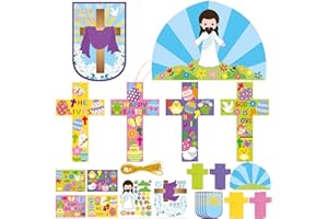 Fancy Land Easter Religious Craft Kits Christian Cross Crafts He Lives Art Project for Kids Church Sunday School Supplies Acitivies 30Pcs