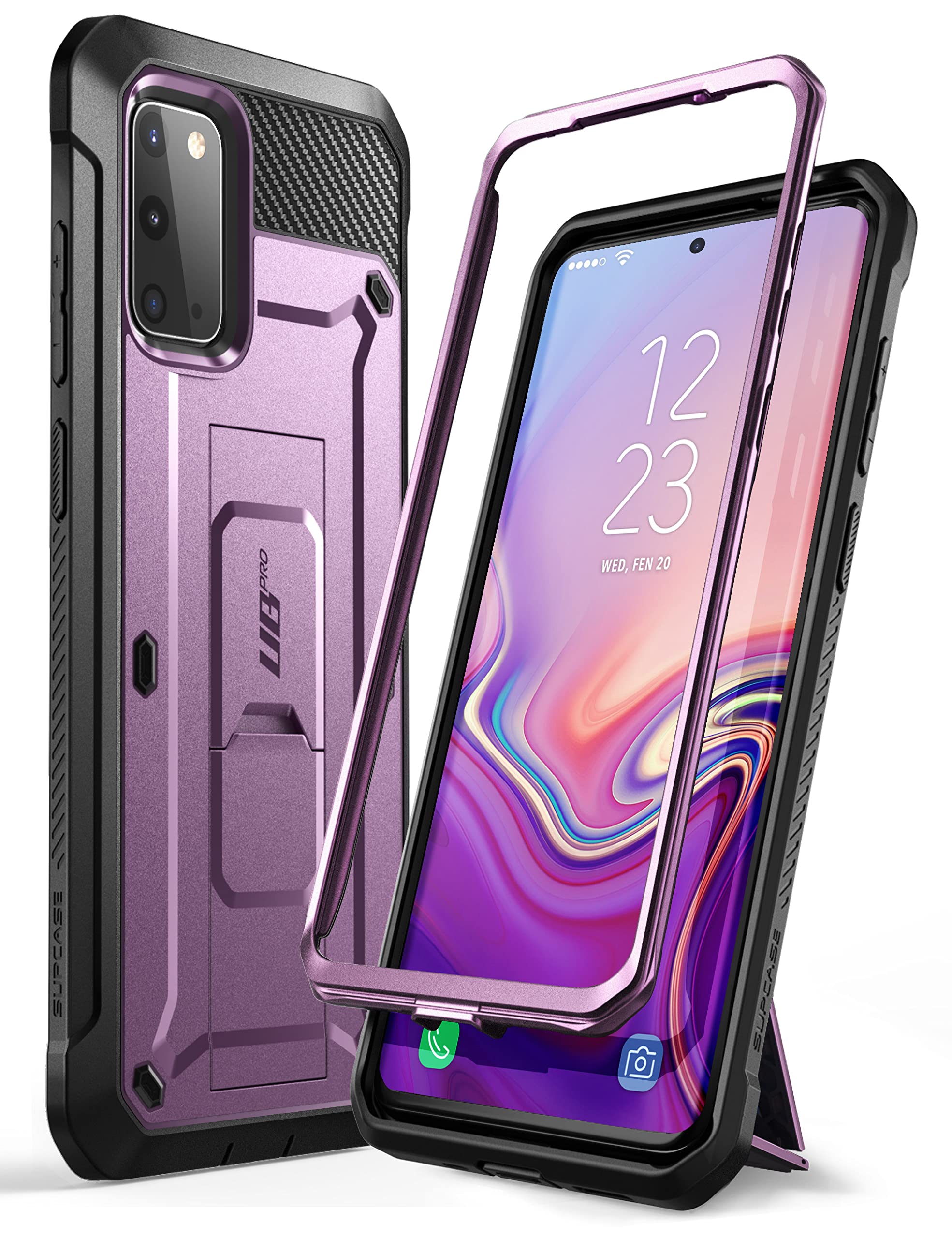 SupCase UB Pro Series Designed for Samsung Galaxy S20 / S20 5G Case (2020 Release), Full-Body Dual Layer Rugged Holster & Kickstand Case Without Built-in Screen Protector(Purple)