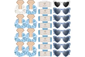 24pcs Bridesmaid Proposal Gifts Blue Satin Scrunchies Blue Satin Scrunchies, Flower Hair Clips, Heart Bridesmaid Sunglasses f