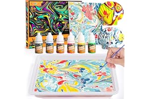 CI VETCH Water Marbling Paint for Kids, Arts and Crafts for Girls Boys, Marbling Paint Art Kit Art Supplies for Kids, Non-Toxic Creative Arts Crafts Kits Ideal Toys Gifts for Kids Toddlers Age 3-5 4-8 8-12