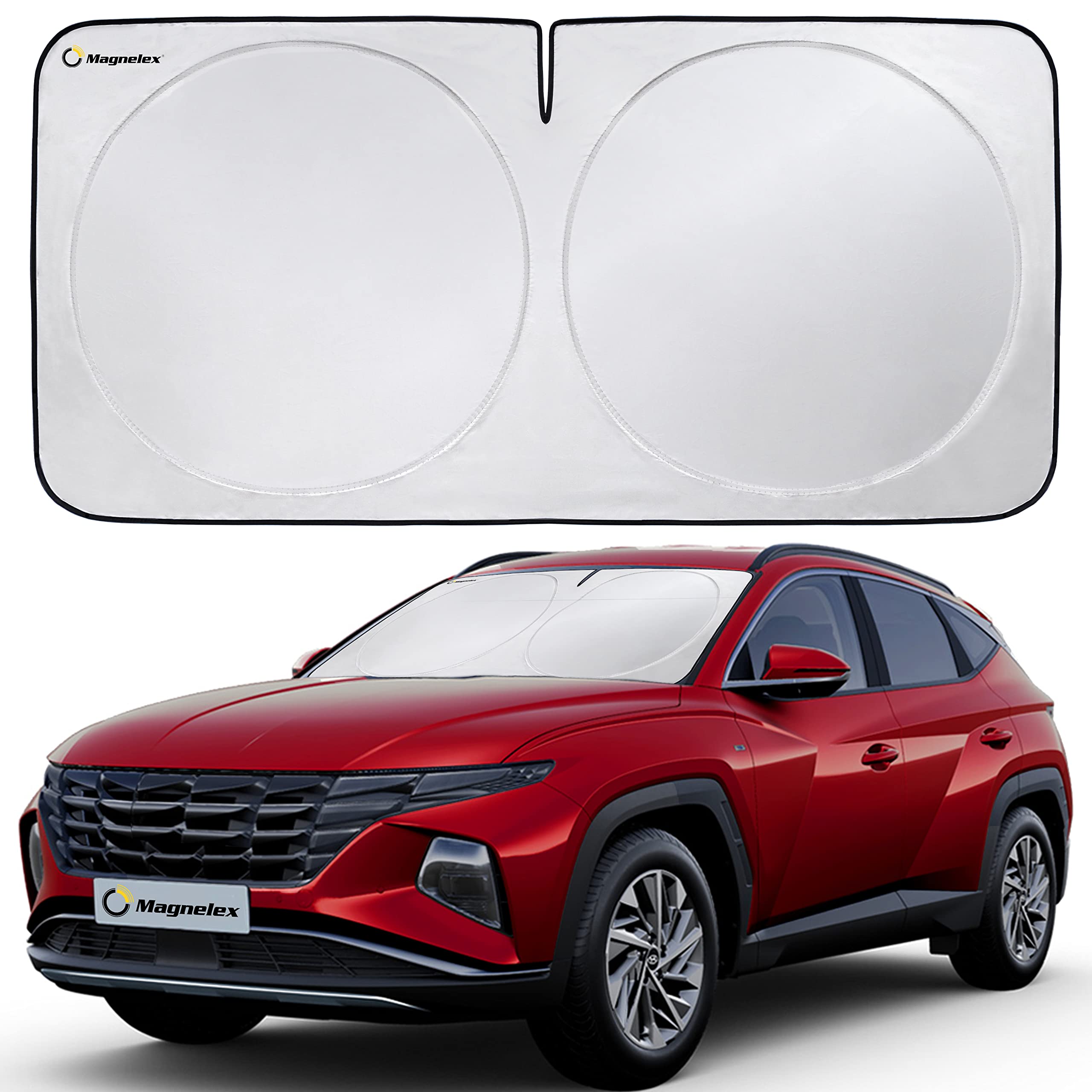 Photo 1 of Magnelex Car Windshield Sunshade | Advanced Light-Blocking Protection | Foldable Sun Shade with Mirror Cut-Out Keeps Your Vehicle Cool | Fit for Cars, Trucks, and SUVs | Large (64 x 34 in)